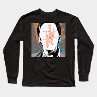 Nicolas Cage stolen face black white vector art fan works graphic design by ironpalette Long Sleeve T-Shirt